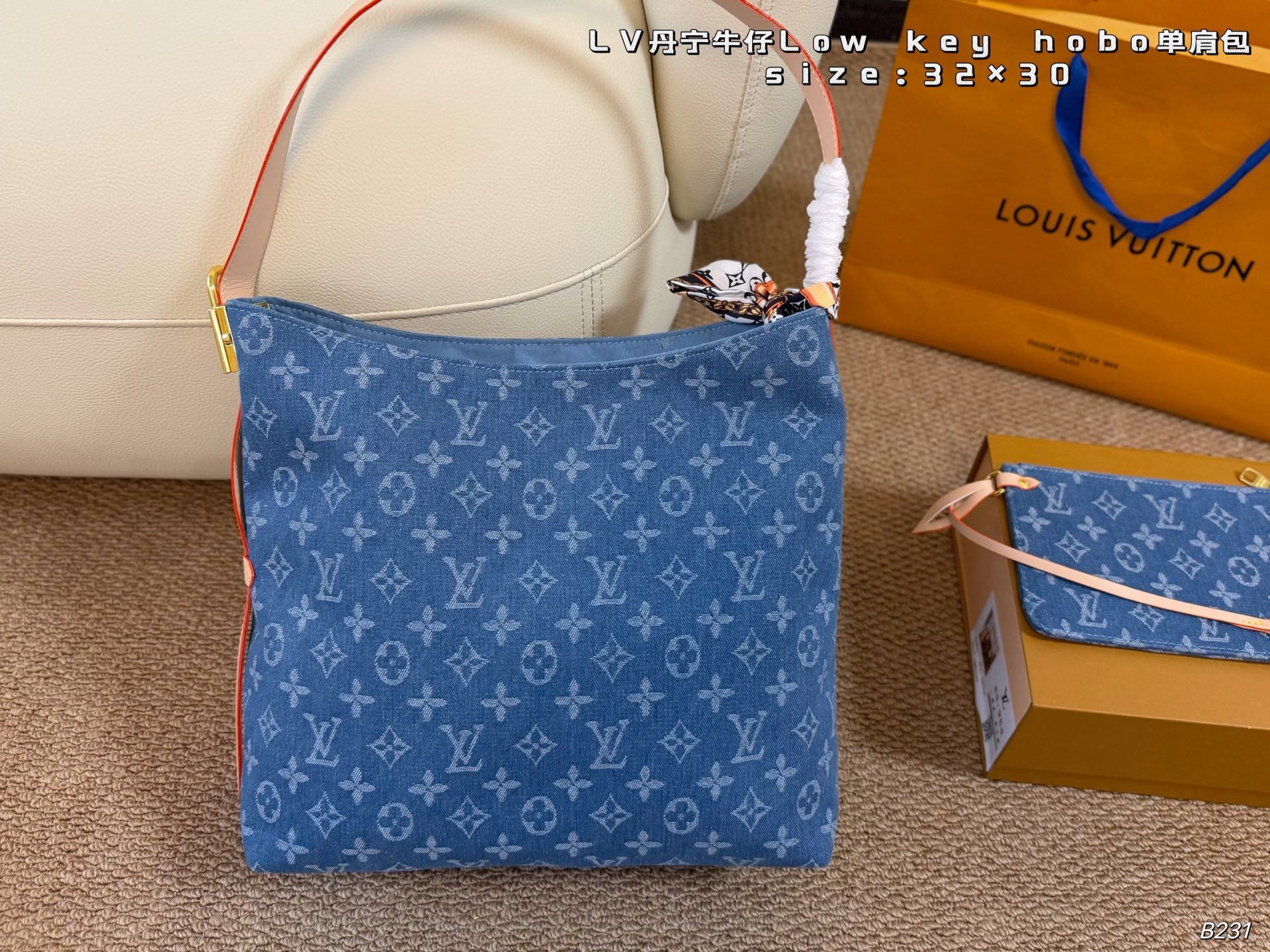 Louis Vuitton LV Shoulder Bag Denim Canvas Shoulder Carry Shipping Box Included